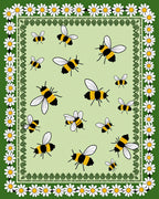 Yellow Black Bee Daisy Border Rug