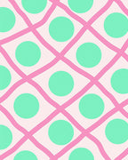 Pink Mint Polka Dot Grid Rug