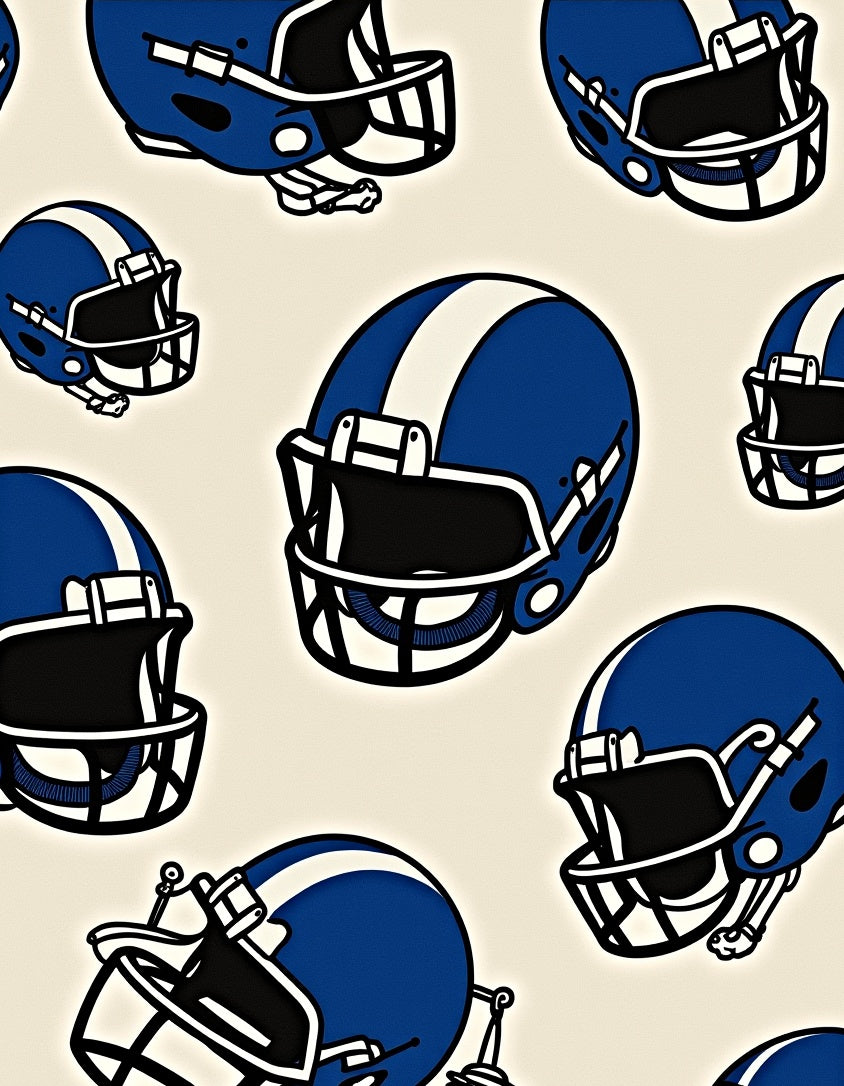 All Over Blue Football Helmets Rug