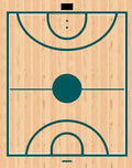 Basketball Court Wood Grain Teal Lines Rug