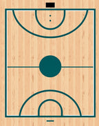 Basketball Court Wood Grain Teal Lines Rug