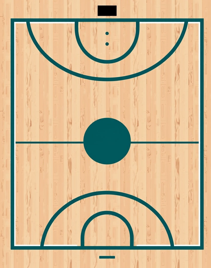 Basketball Court Wood Grain Teal Lines Rug