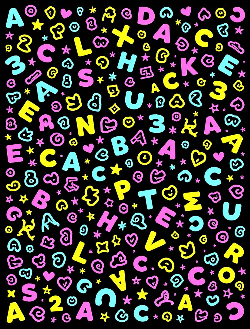 Playful Alphabet Hearts Stars Scatter Rug