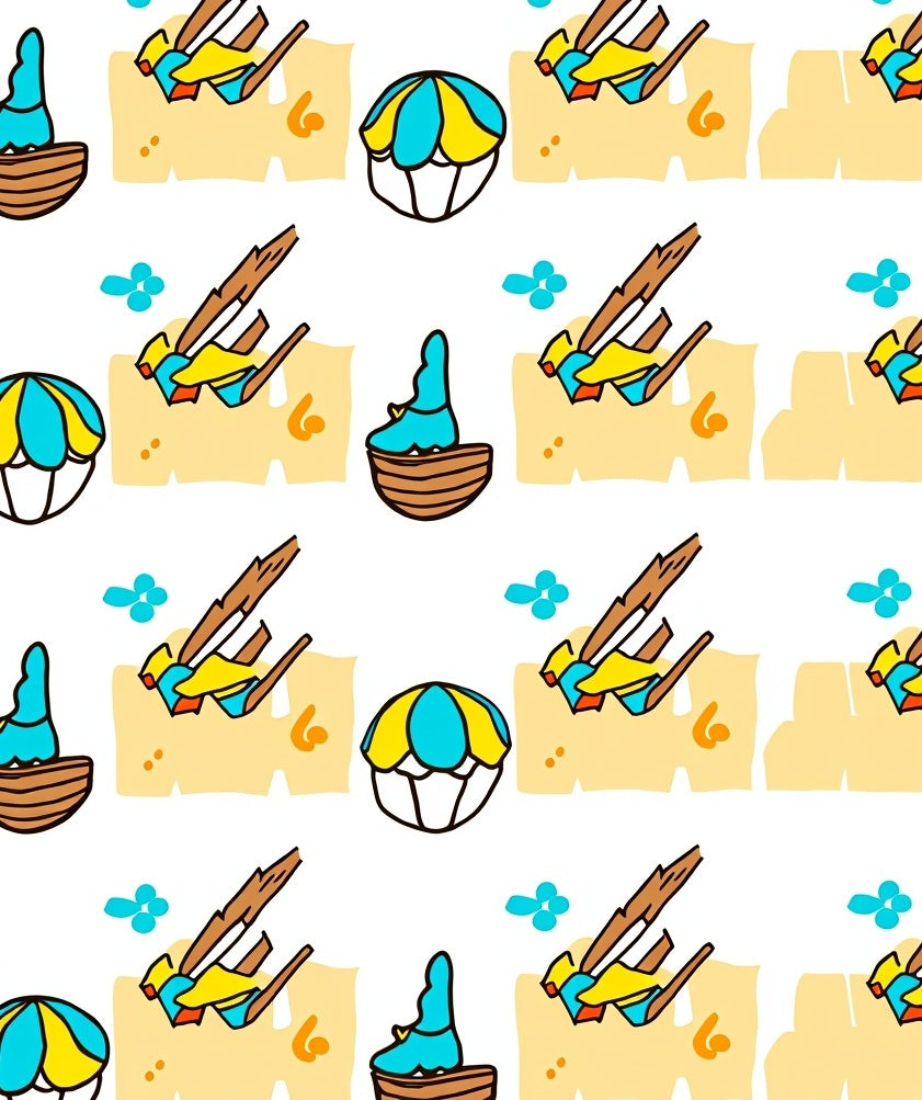 Yellow Blue Beach Day Picnic Rug