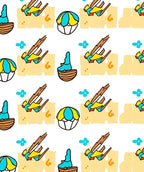 Yellow Blue Beach Day Picnic Rug