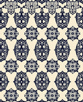 Beige and Navy Floral Medallion Rug