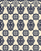 Beige and Navy Floral Medallion Rug