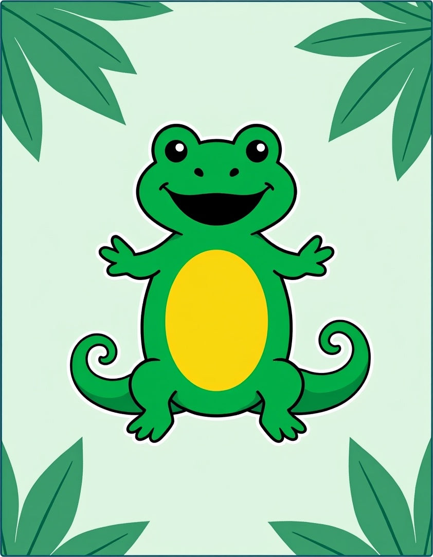 Cute Green Frog Yellow Belly Jungle Rug