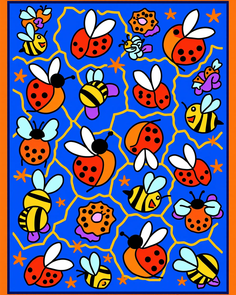 Happy Ladybugs And Bees Collection Rug