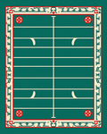Deep Green Red Geometric Floral Court Rug