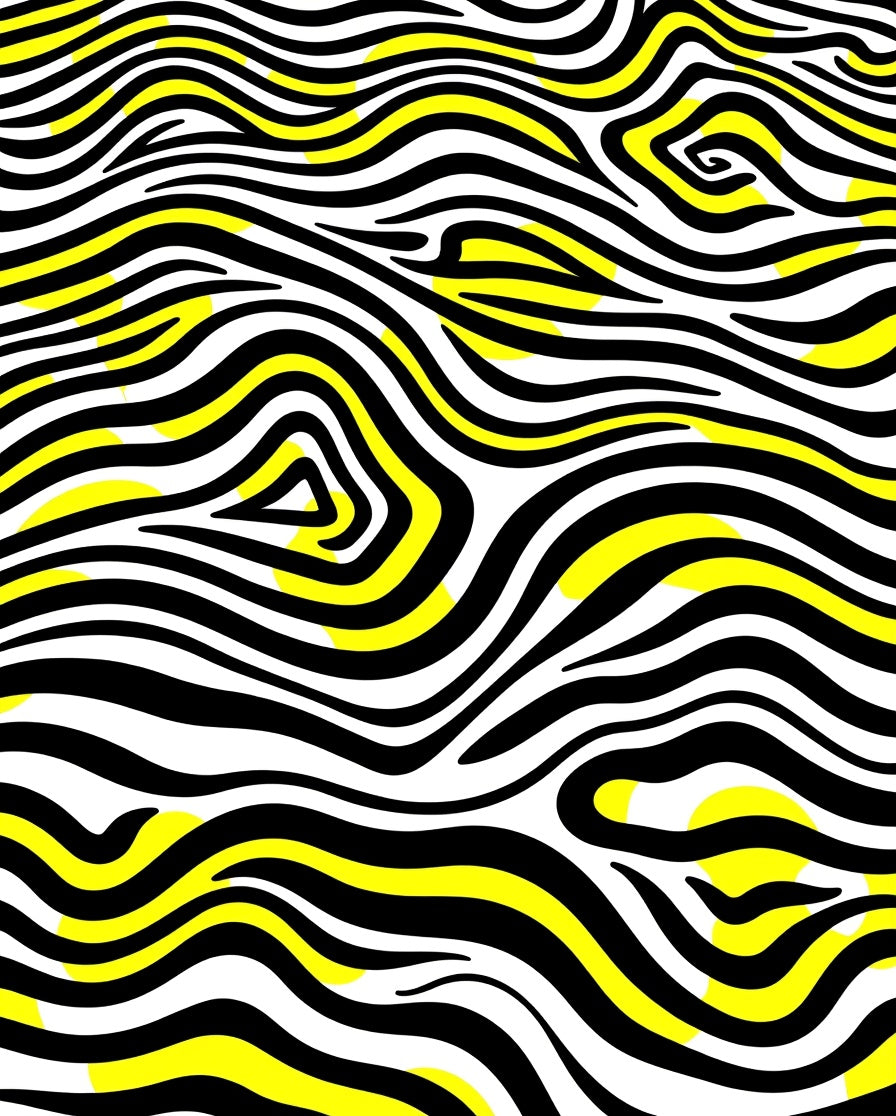 Bold Yellow Black Abstract Zebra Rug