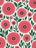 Coral Daisy Floral Arrangement Rug