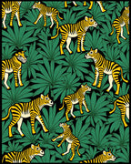 Yellow Zebra Tropical Leaf Jungle Rug