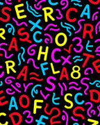Brightly Colored Alphabet Swirls Rug