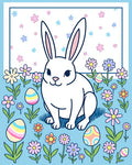 Easter Bunny Floral Garden Eggs Rug