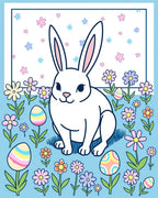 Easter Bunny Floral Garden Eggs Rug