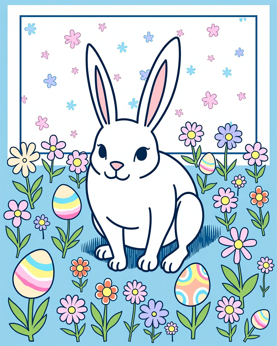 Easter Bunny Floral Garden Eggs Rug