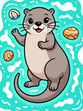 Cute Otter With Seashells And Waves Rug