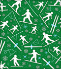 Green Snowboarding Snowflakes Joyful Skiers Rug
