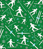 Green Snowboarding Snowflakes Joyful Skiers Rug
