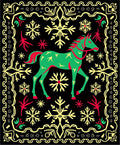 Emerald Green Horse Snowflake Border Rug