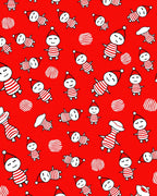 Red White Striped Figures Christmas Hat Rug
