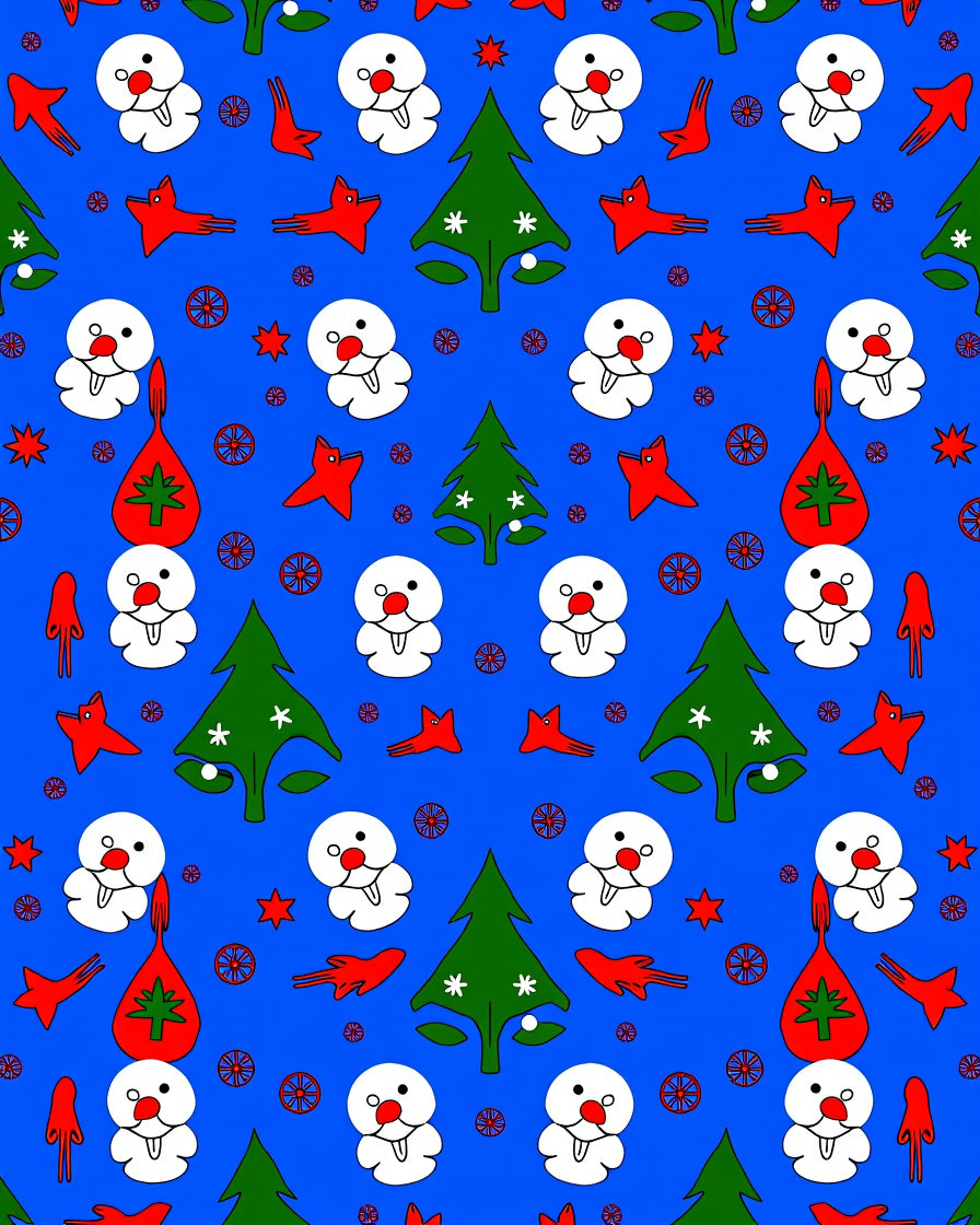 Blue Snowman Christmas Tree Star Fox Rug