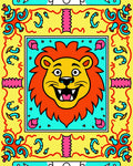 Joyful Yellow Lion Face Garden Rug