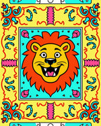 Joyful Yellow Lion Face Garden Rug