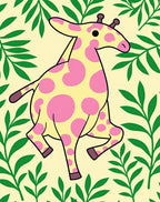 Playful Giraffe Jungle Leaves Rug