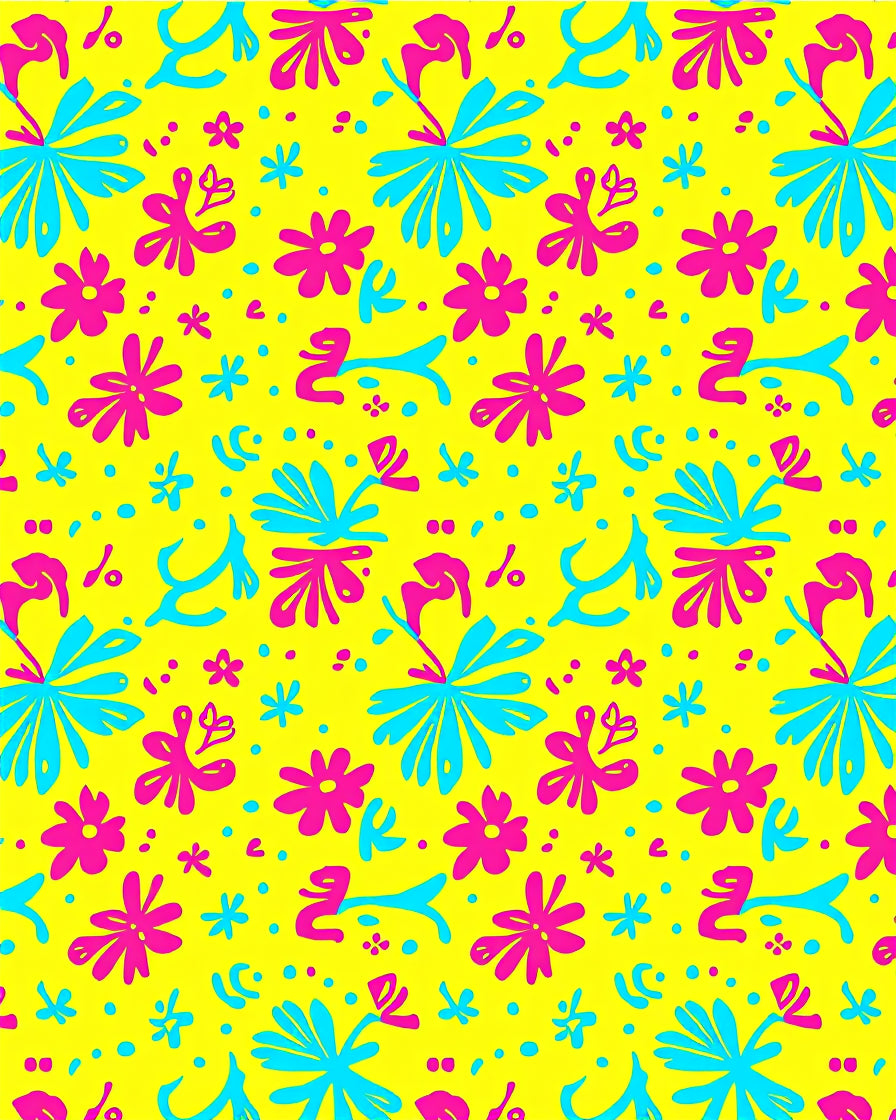 Bright Yellow Pink Blue Floral Bloom Rug