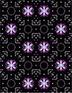 Purple Cyan Floral Geometric Arrangement Rug