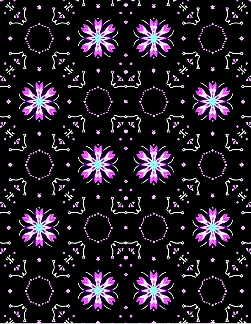 Purple Cyan Floral Geometric Arrangement Rug