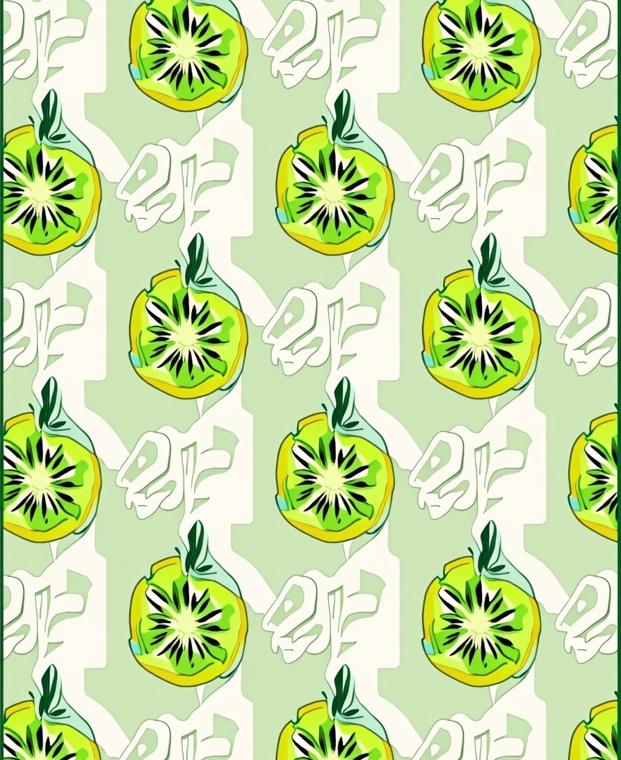 Green Kiwi Slice Repeat Rug