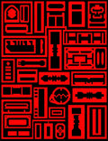 Bold Red Geometric Machine Parts Rug