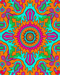 Psychedelic Orange Pink Teal Starburst Rug
