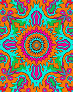 Psychedelic Orange Pink Teal Starburst Rug
