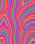 Vibrant Psychedelic Swirl Curving Stripes Rug
