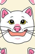 Happy White Cat Face Cream Background Rug