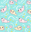 Cute Pink and Yellow Seals Water Pattern Rug