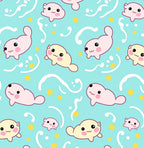 Cute Pink and Yellow Seals Water Pattern Rug