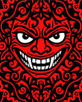Fierce Red Tribal Face Rug