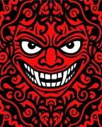 Fierce Red Tribal Face Rug