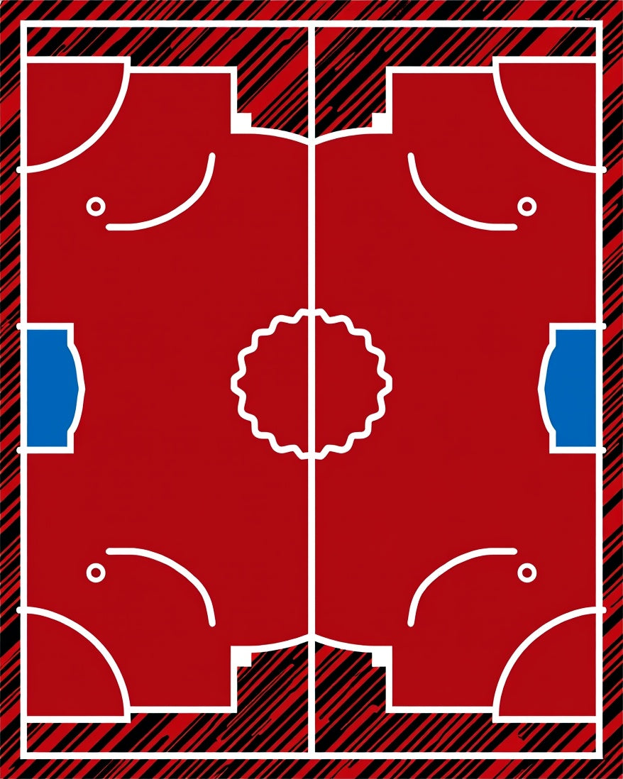 Bright Red Cobalt Courtside Appeal Rug