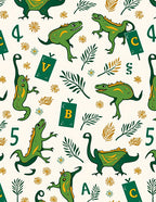 Playful Green Dinosaurs Alphabet Blocks Rug
