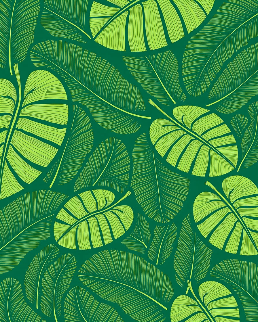 Verdant Tropical Leaf Medley Rug
