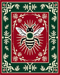 Crimson Green Bee Emblem Frame Rug