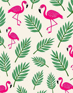 Pink Flamingo Tropical Palm Leaf Rug