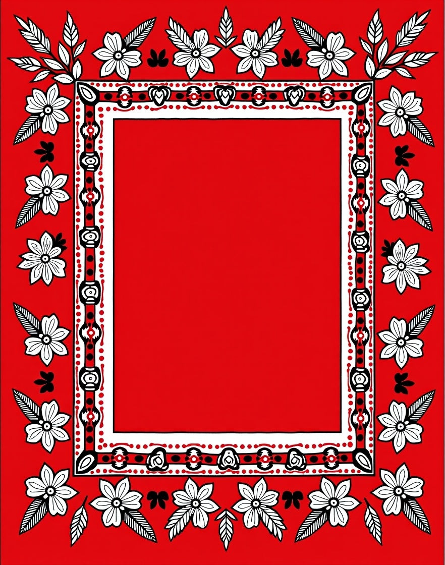 Charming Red Floral Border Rug