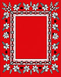 Charming Red Floral Border Rug